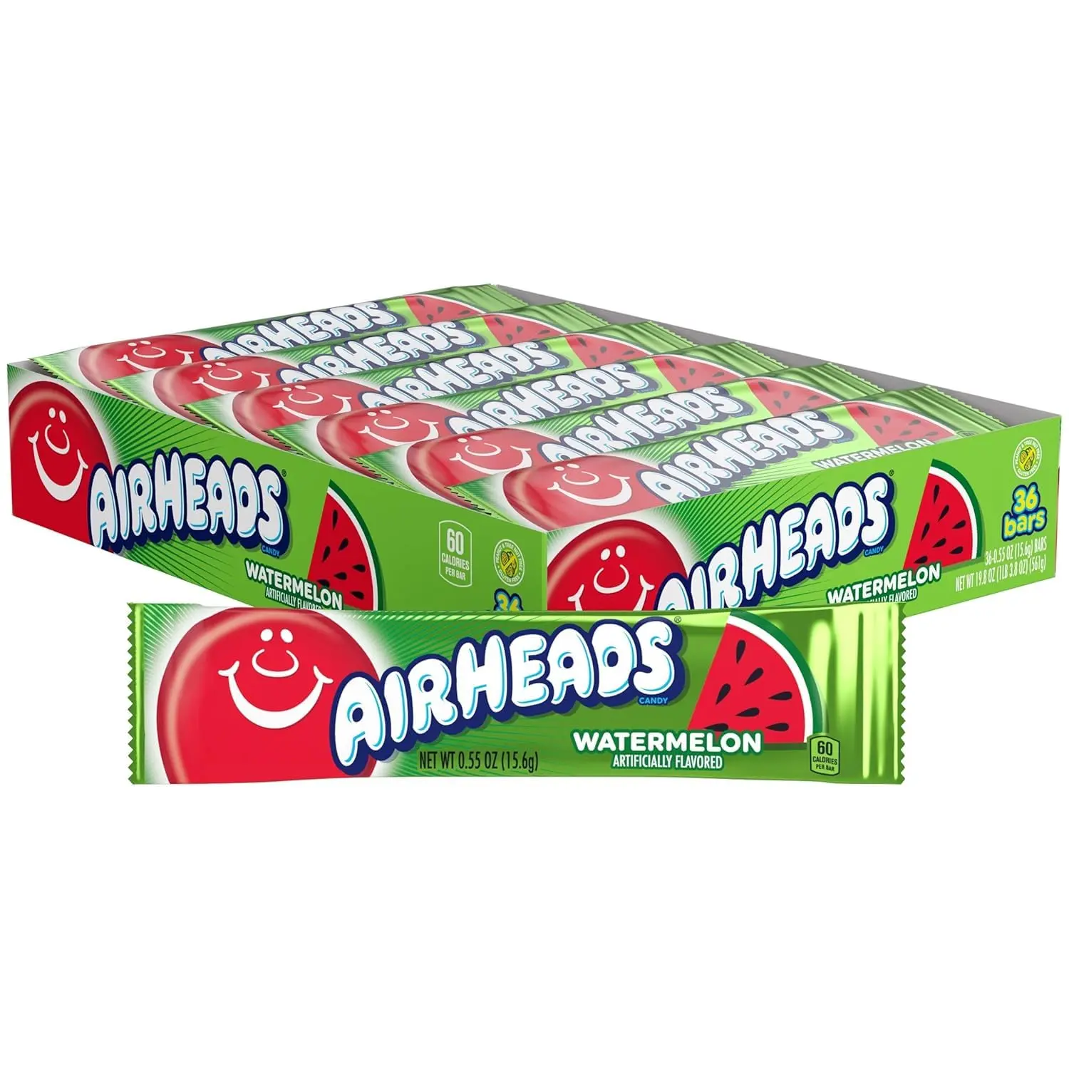 Airheads Full-Size Candy Bars, Watermelon, 36 Count Box