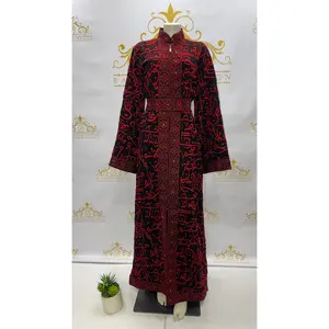 Arabic Calligraphy Embroidery Thobe Dress Red & Black