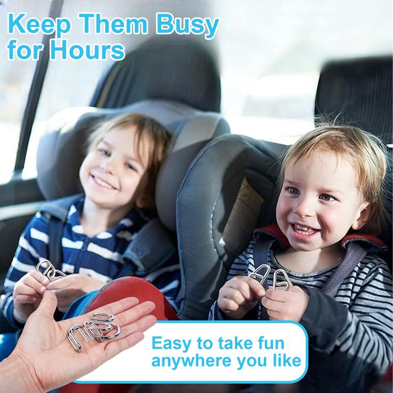 24pcs Metal Wire Puzzle Set, Brain Teaser IQ Test Disentanglemen Iron Link Unlock Interlock Game Ring Magic Trick for Party Favor Kids Adults Challenge, Holiday Gift Ideas