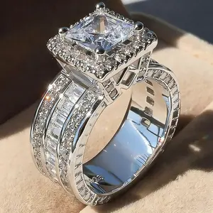 Women Engagement Rings Classic 4 Prong Inlay Square zirconia Rings for Women Wedding Rings Jewelry,Fashion-forward Fine Jewelry, Hypoallergenic, Premium Quality, Handcrafted, Timeless Style, Bridal Elegance, Valentine’s Day gift.