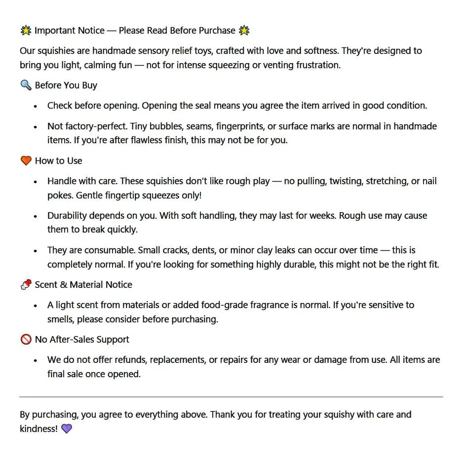 Notes before Purchase