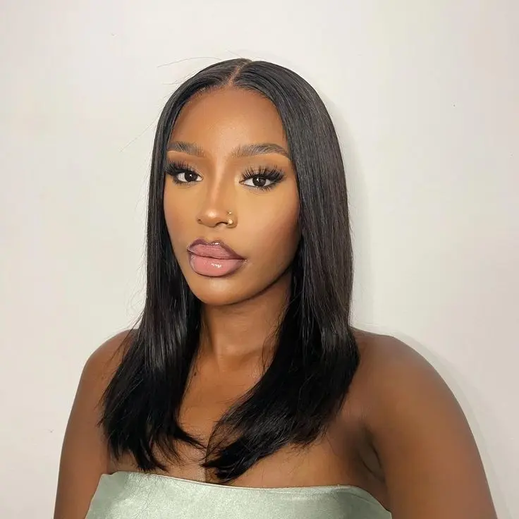[$40 Female Lace Front Wig] 13x4 18Inch Pre-Plucked HD Transparent Cover Smooth Human Hair Piece, 180% Density Straight Heat Resistant Pre-Plucked Lace Wig