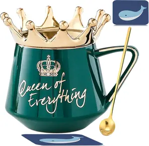 Queen of Everything Mug with Crown Lid | 12oz Ceramic Cup | Perfect Birthday Gift for Women & Girls