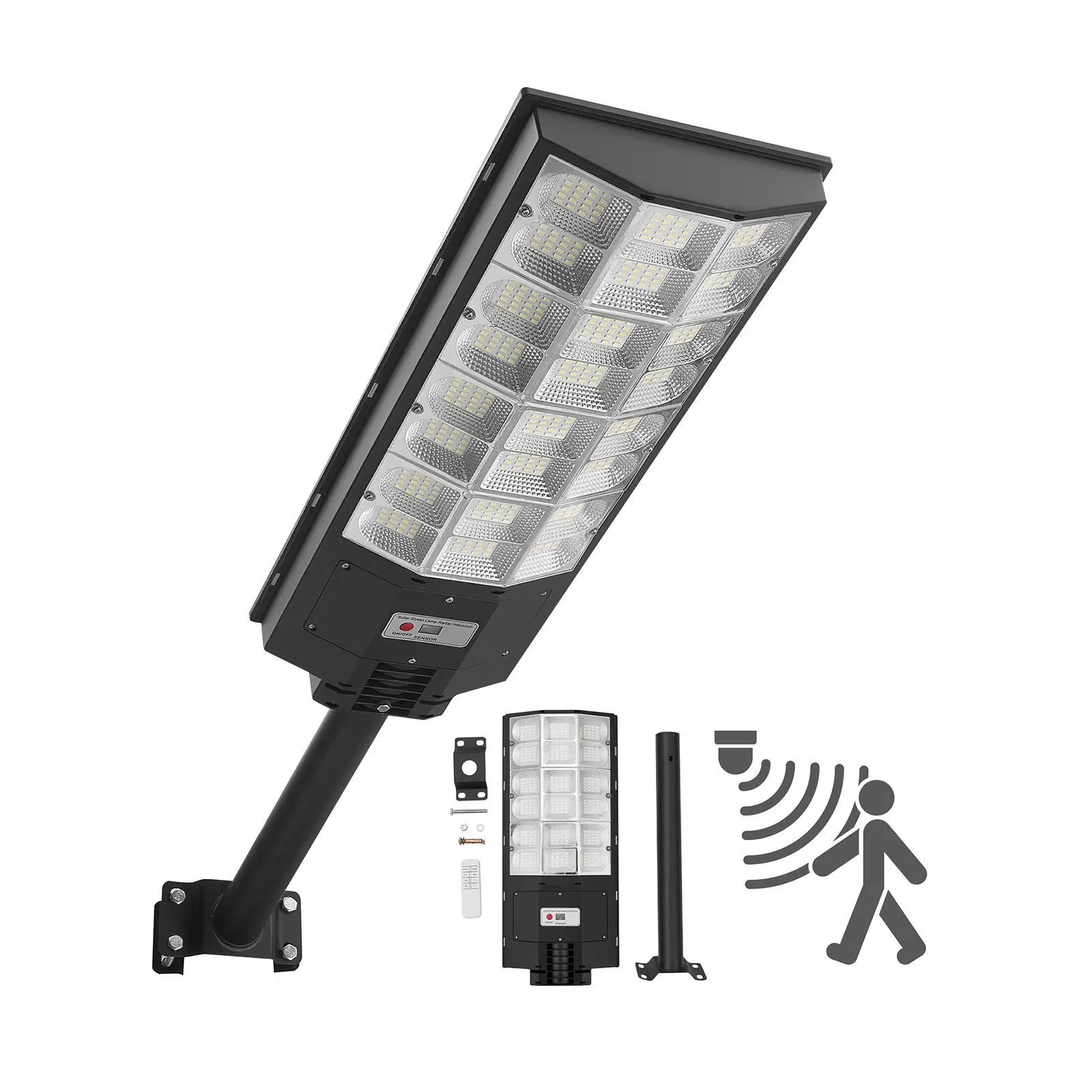 【DealsForYouDays】VEVOR 8000W Bright Solar Light Outdoor, 450000LM Adjustable Flood Lamp, Dusk-to-Dawn Smart Light, Motion Sensor, IP65 Waterproof Commercial Lighting, for Driveway Parking Lot, 1 Pack