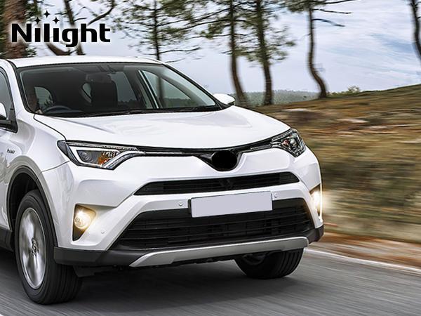 Nilight Fog Lights Assembly Compatible with 2016 2017 2018 Toyota RAV4 Bumper Light Replacement Clean Lens Passenger and Driver Side w/12V H11 552 Halogen Bulbs