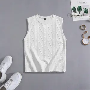 Men’s Summer Ice Silk Lightweight Jacquard Tank Top – Casual Loose Fit, Versatile Sport Sleeveless Top for Holiday Wear