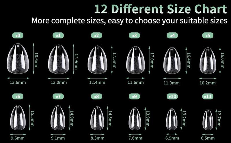 Extra Short Almond Nail Tips kit, 12 Sizes Fake Nails Soft Gel X Nail Tips, Full Cover Pre-Shaped Matte Clear Press on Nail for Extension, Diy at Home