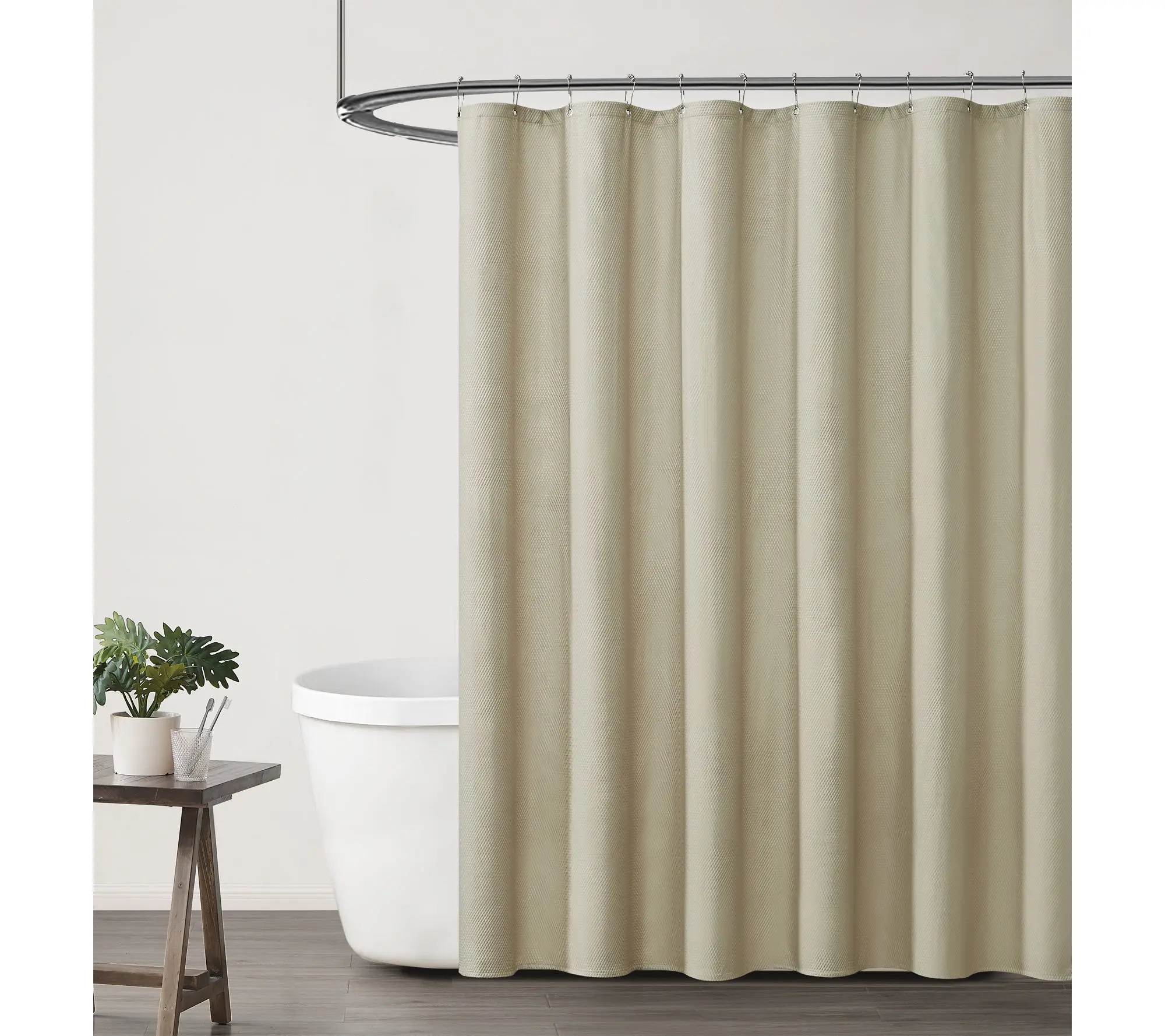 Truly Calm Embossed Shower Liner and Set of 12Roller Hooks