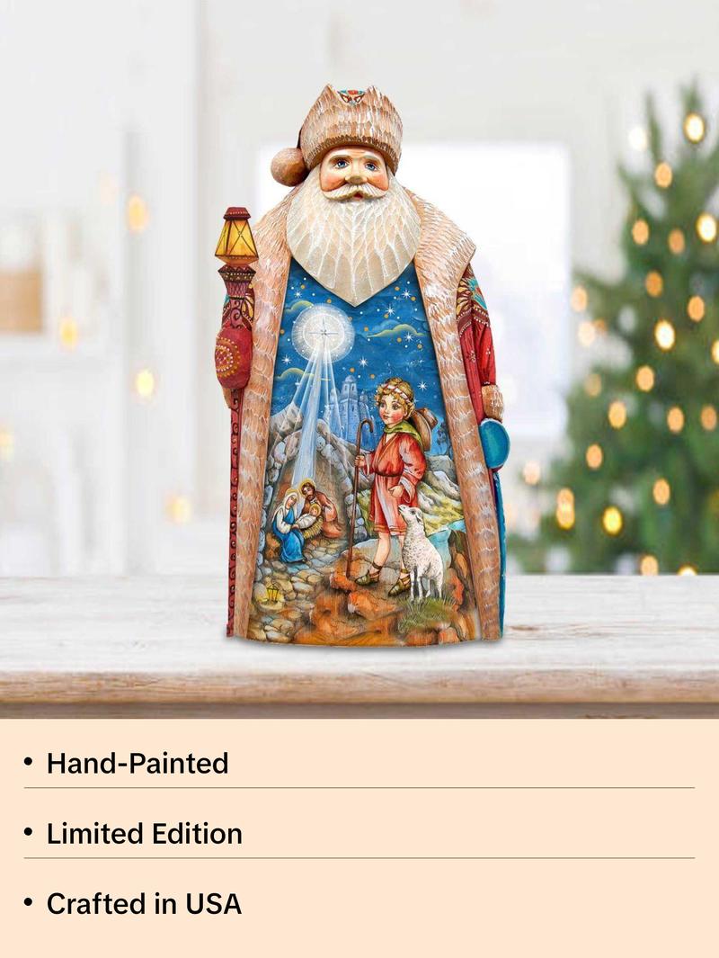Star of Hope Santa Hand-Painted WOODCARVED Masterpiece by G. DeBrekht - Nativity Holiday Decor - 243018