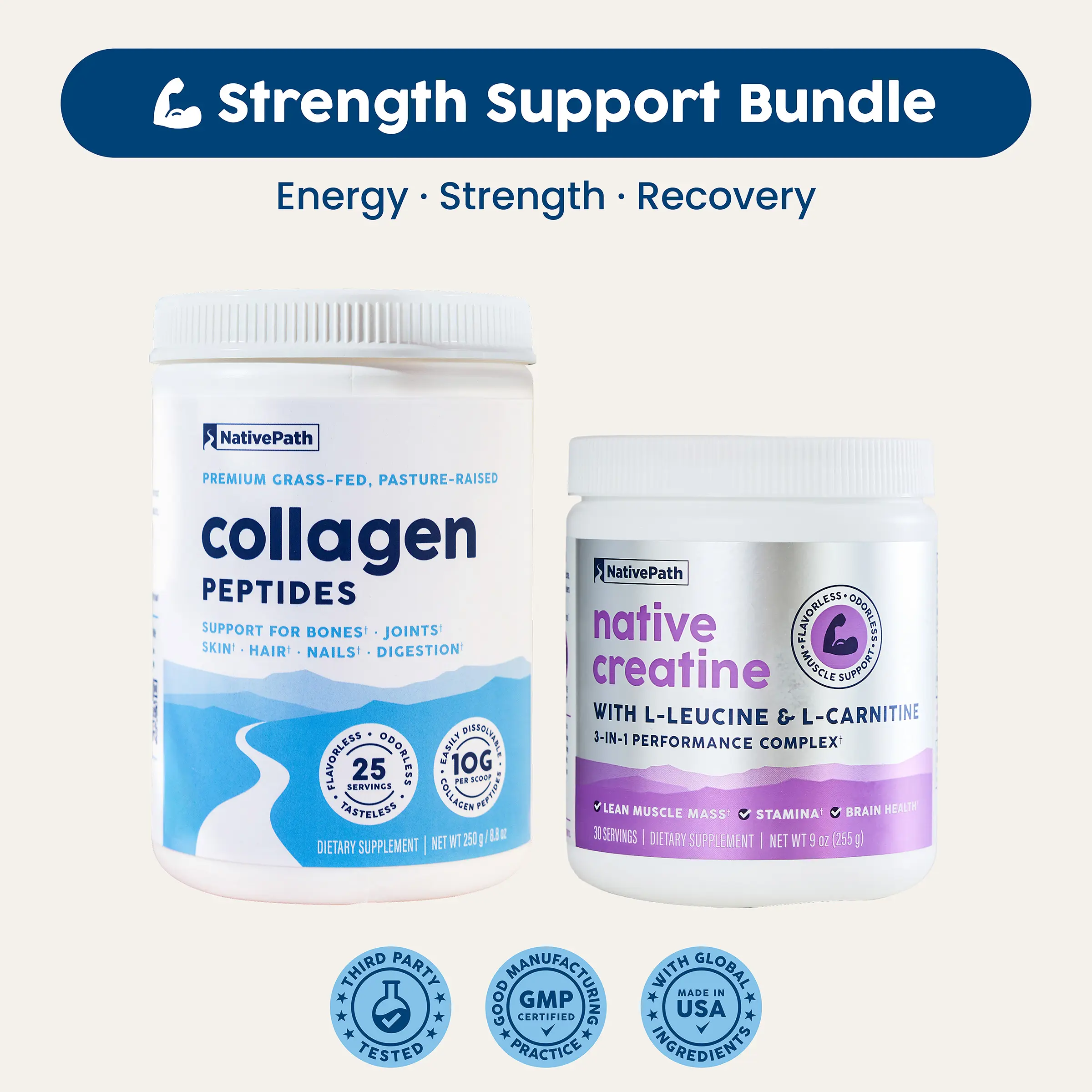 NativePath Collagen & Creatine Bundle - Grass-Fed Collagen Peptides + Creatine Monohydrate with L-Leucine & L-Carnitine - Muscle Strength, Recovery & Joint Support - Unflavored - TikTok Shop NativePath Collagen & Creatine Bundle - Grass-Fed Collagen Peptides + Creatine Monohydrate with L-Leucine & L-Carnitine - Muscle Strength, Recovery & Joint Support - Unflavored - TikTok Shop