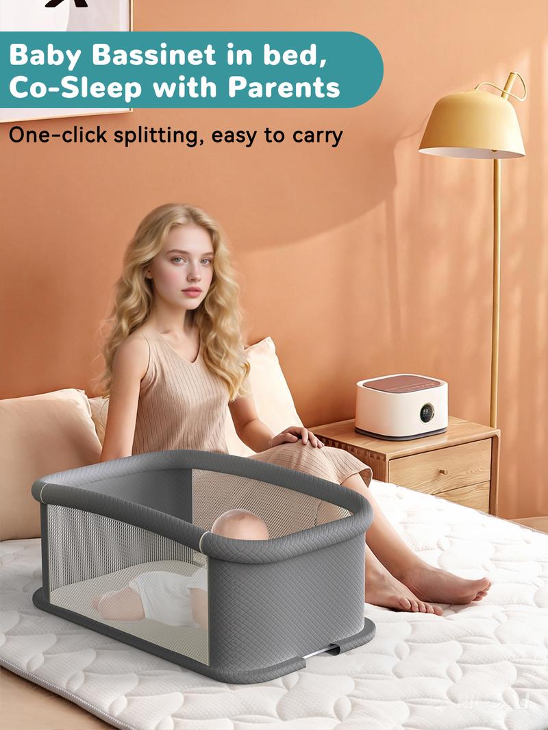 Electric Rocking Bassinet for Baby – Automatic Bluetooth-Enabled Smart Crib with Wheels, 4-Height Adjustable Bedside Sleeper, 5-Speed Swing for Newborns & Infants