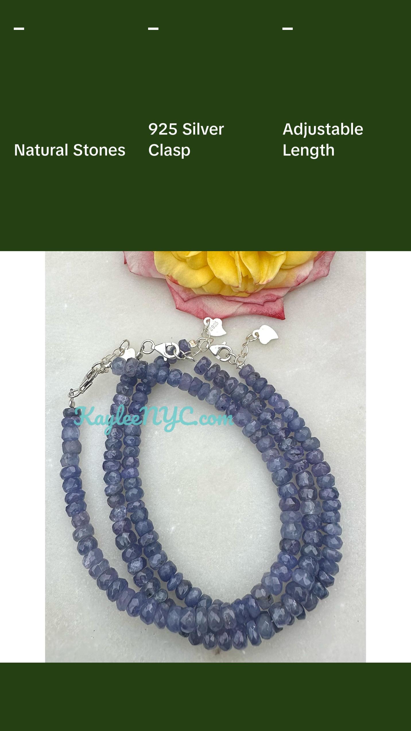 Wholesale 3 Pcs Natural Tanzanite Bracelet with 925 Sterling Silver Clasp 3.5-5mm