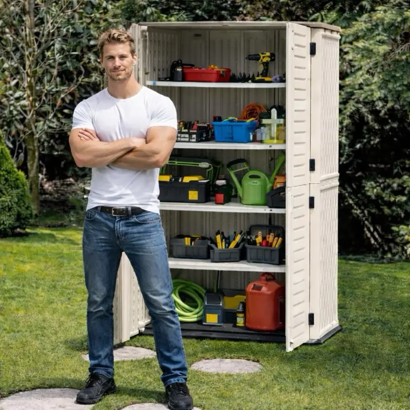 46” Heavy Duty Metal Storage Shed Single Shelf – Garage Wall Organizer for Outdoor Storage, Shelving Holds 44 lbs, Easy Install Space Saving Shelf (shed sold seperately)