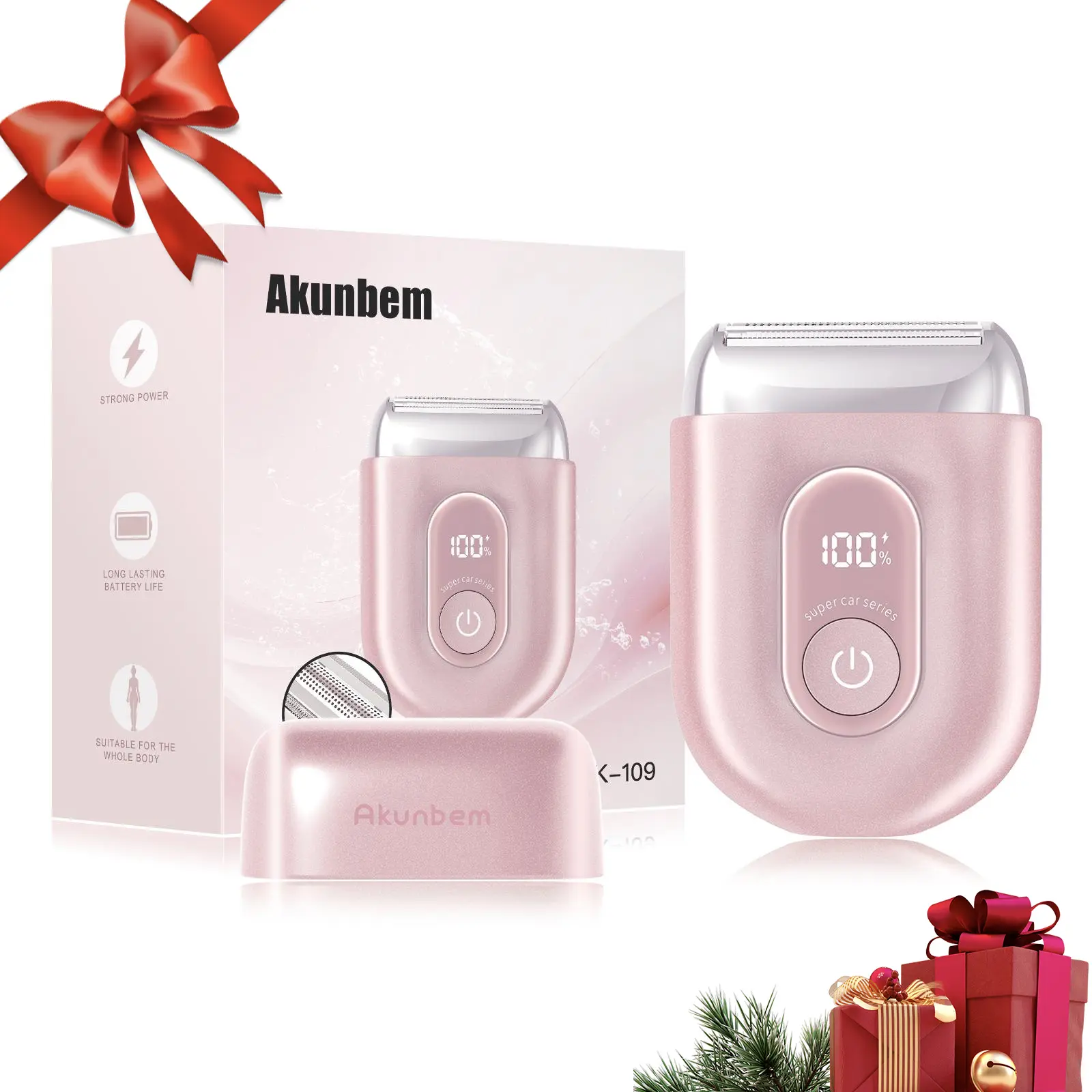 Akunbem Mini Electric Shaver for Women, Waterproof & Comfortable One-Button Long Lasting for Travel & Daily Use,