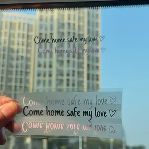 4PCS come home safe my love Vinyl Car Rearview Mirror Sticker Decal for Women Universal Car Decoration Accessories for Girlfriend Boyfriend Wife