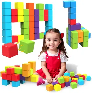 Magnetic building blocks, 1.21-inch large magnetic stacking blocks, suitable for children, sensory and Montessori toys for boys and girls aged 3, 4, and 5 (35 pieces)