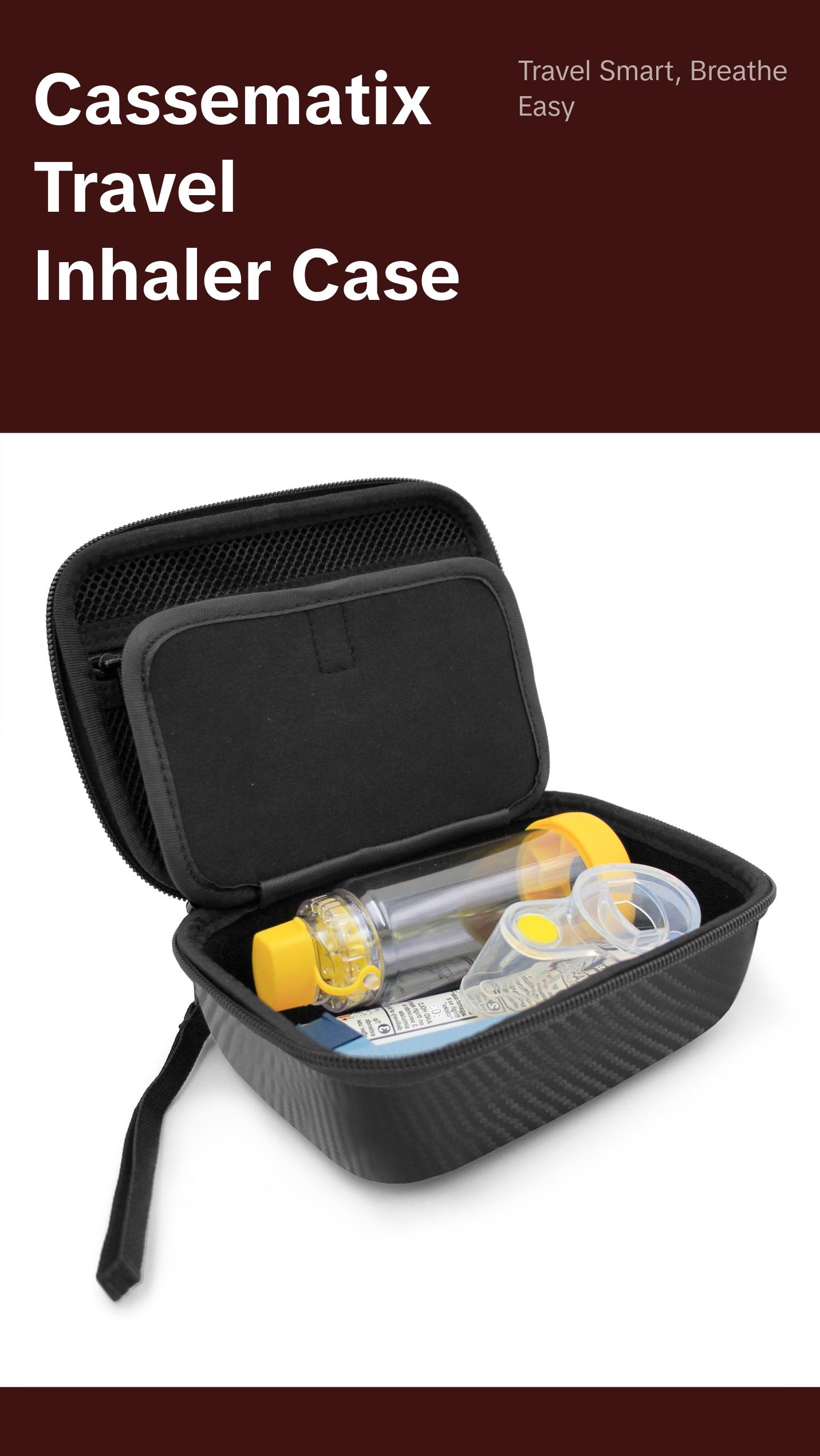 CASEMATIX Asthma Relief System Case - Professional Travel Storage for Inhaler Spacer & Breathing Accessories with Dual-Layer Interior & Padded Foam Protection