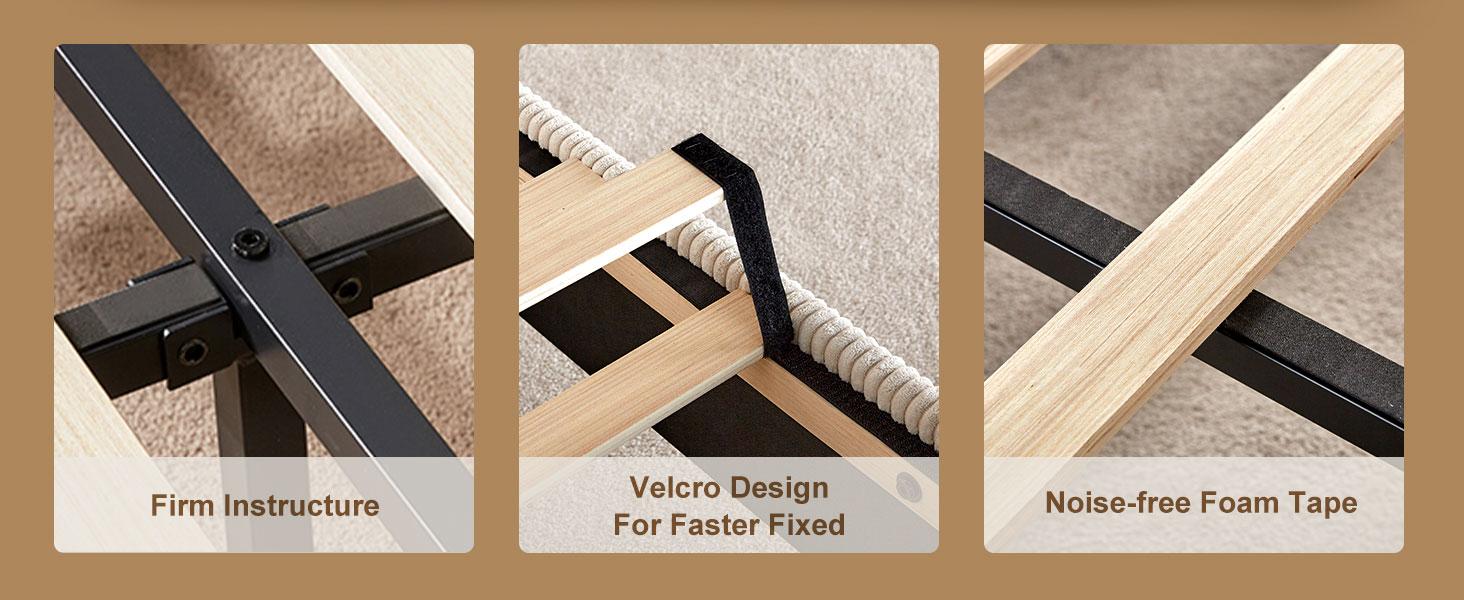 VanAcc Upholstered Platform Bed Frame, Wingback Bed with 50.8" Headboard, Modern Corduroy Design, Solid Wood Leg/No Box Spring Needed, Unique Bedroom Furniture