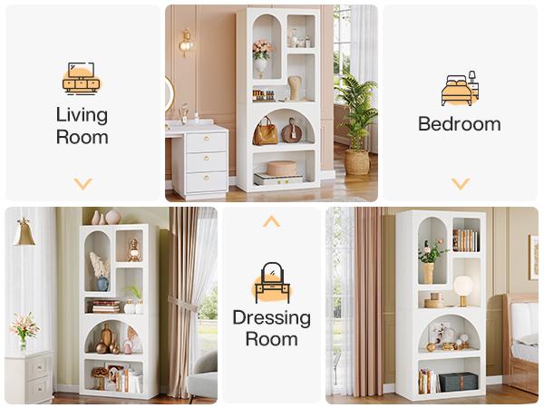 Tribesigns 70.9" Tall Geometric Bookshelf with 5 Irregular Storage Shelves, Modern Design for Living Room, Bedroom, and Closet Furniture Bookcase