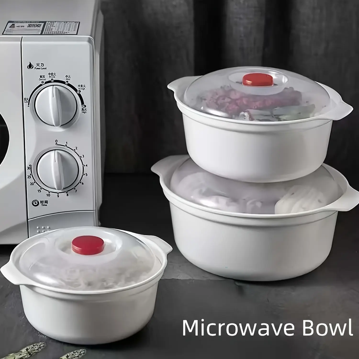 Food-Grade PP5 Microwave Safe Multi-Size Bowl Set (2/4/6pcs), Reusable Plastic Tableware with Lids, Steamer Basket & Steaming Box, Individual Serving Bowls That Heats Food in 1-3 Minutes for Easy Kitchen Meals, Includes Lid, Food With Lid Bowls