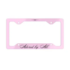Adored by All Metal License Plate Frame | Coquette Car Accessories | Pink Car Accessories | Aesthetic License Plate Frame