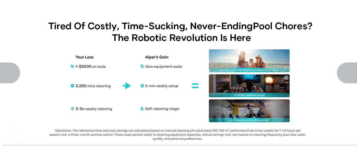 AIPER Scuba X1 Cordless Robotic Pool Cleaner, 6600 GPH High-Power Suction, Horizontal Waterline Scrubbing, Upgraded Cross Pattern Smart Navigation, Ideal for Inground Pools up to 2,150 sq.ft