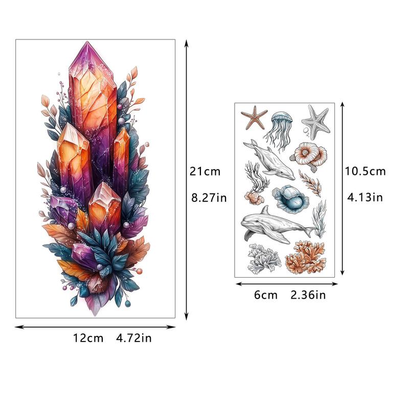 GLARYYEARS 72 Sheets Magic Bottle Temporary Tattoos for Women Adults – Galaxy Fantasy Tattoo Stickers with Crystals, Feathers & Phoenix Wings – Colorful Boho Waterproof Wear for Festival, Music Party, Beach Days