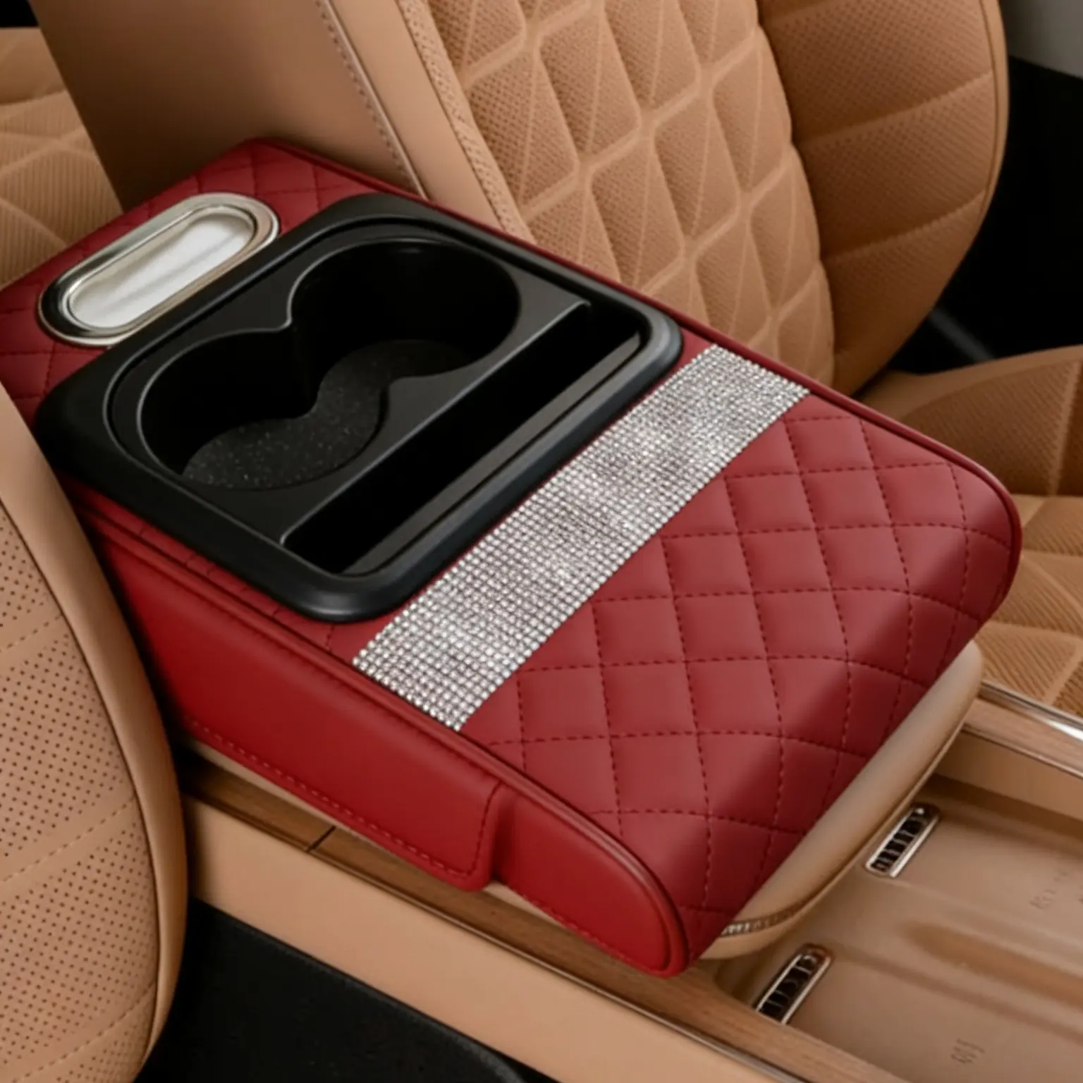AutoVerve Elite Car Armrest Pad - 4-in-1 Multifunctional Car Interior Accessories, Universal Fit Center Console Stowing & Tidying Organizer with Storage Bag, Non-Slip, All-Season, Breathable Comfort