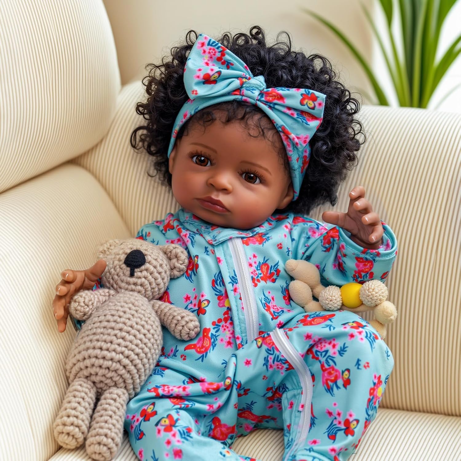 Babeside Newborn Real Life Reborn Baby Doll Dark Skin Black African American Toddler Doll Laney with Cloth Body for Kids Age 3 Rebornbabydoll