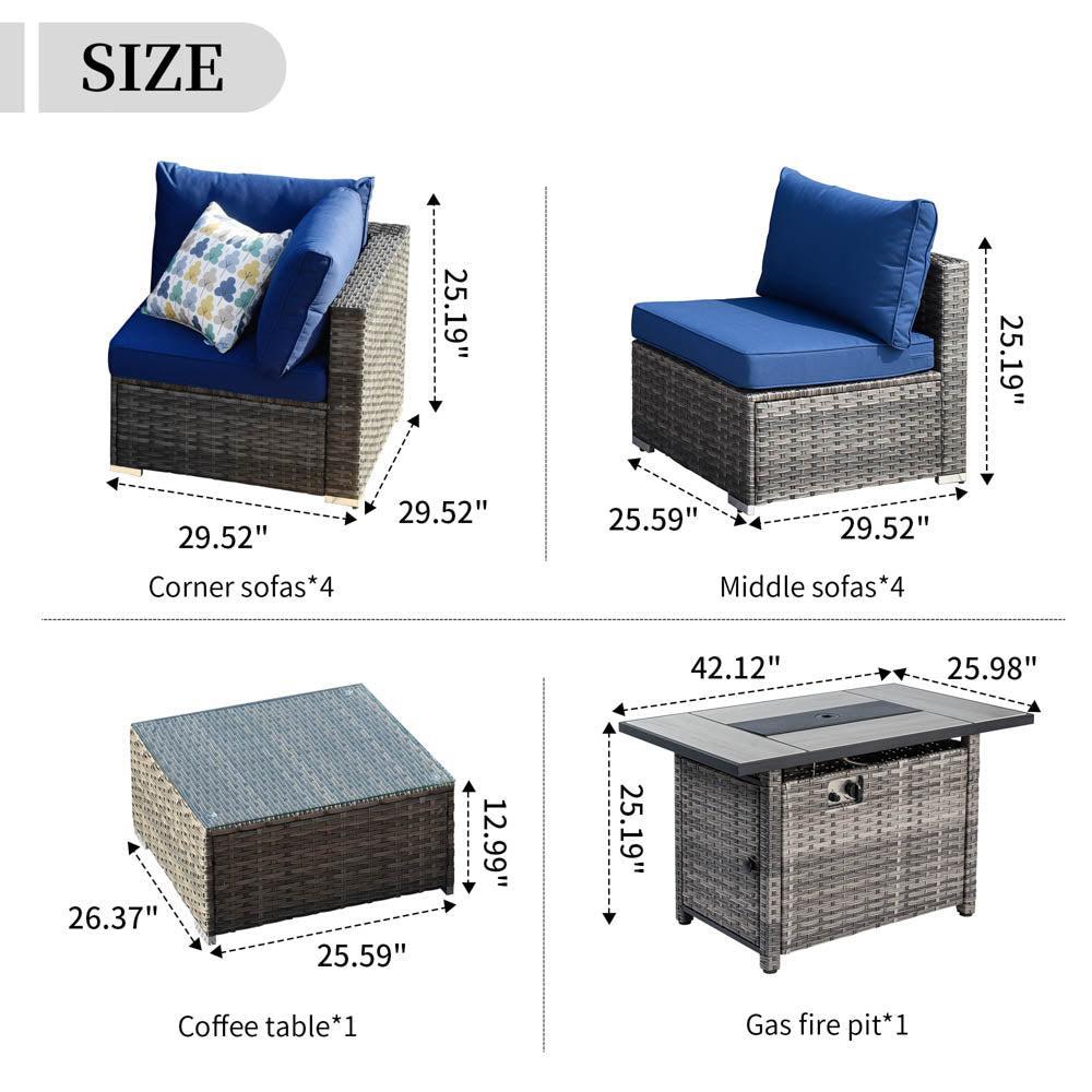 Ovios Patio Furniture Set 10-Piece with All Weather Rattan Wicker Sofa and 42.12'' Fire Pit Ovios Patio Furniture Set 10-Piece with All Weather Rattan Wicker Sofa and 42.12'' Fire Pit