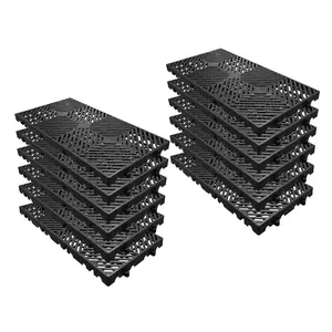 Garvee Plastic Pallet, 12pcs Lightweight HDPE Floor Pallets for Restaurant Kitchens Shops Supermarket Basement Storage Warehouse (Black-12pcs)