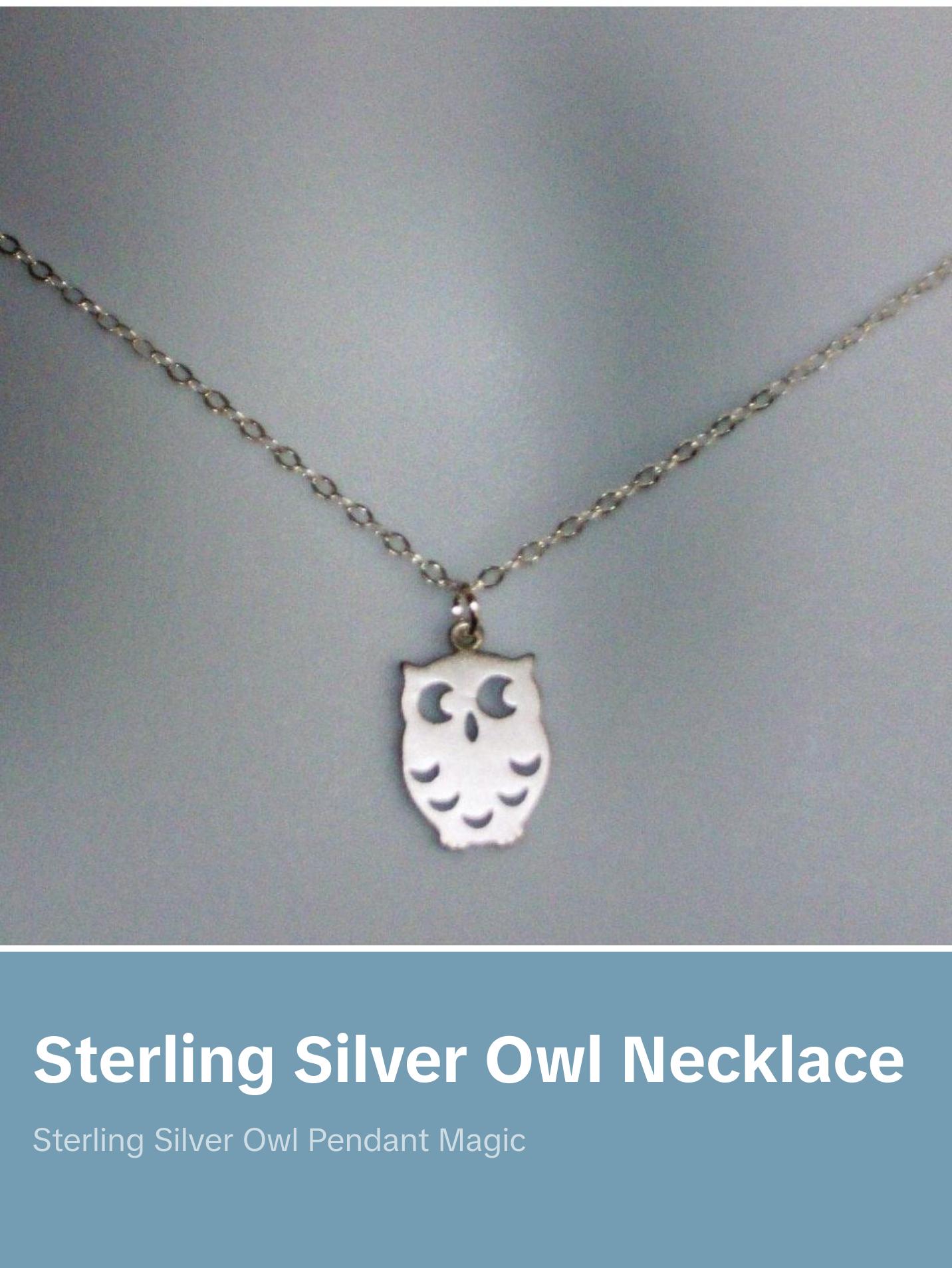 Silver Owl Necklace - Sterling Silver Owl Necklace, Sterling Silver Necklace, bridesmaid gifts, grey, white, silver, Mothers Day Silver Owl Necklace - Sterling Silver Owl Necklace, Sterling Silver Necklace, bridesmaid gifts, grey, white, silver, Mothers Day