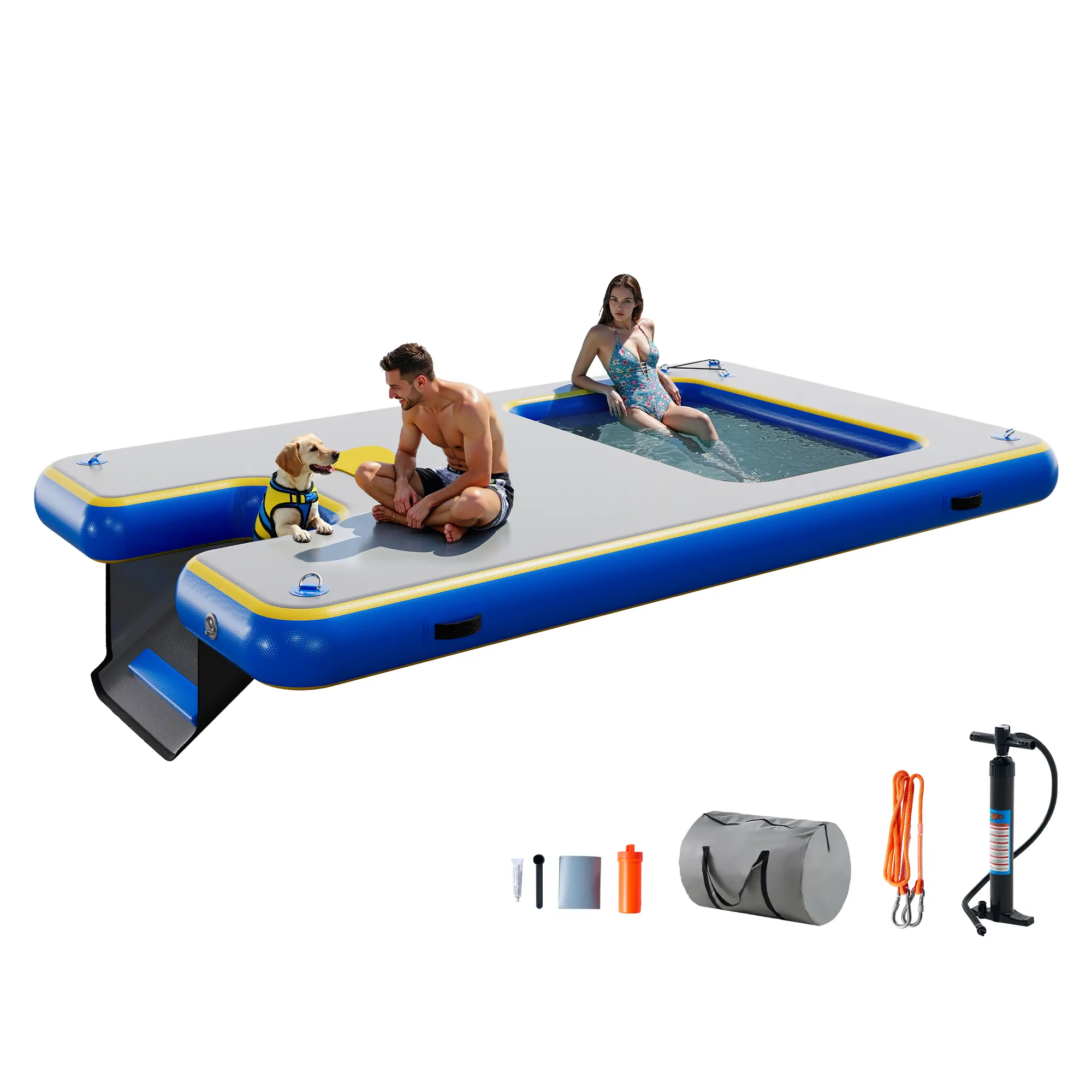 Grey+Blue with Submerged Pool Mesh&Water Ladder