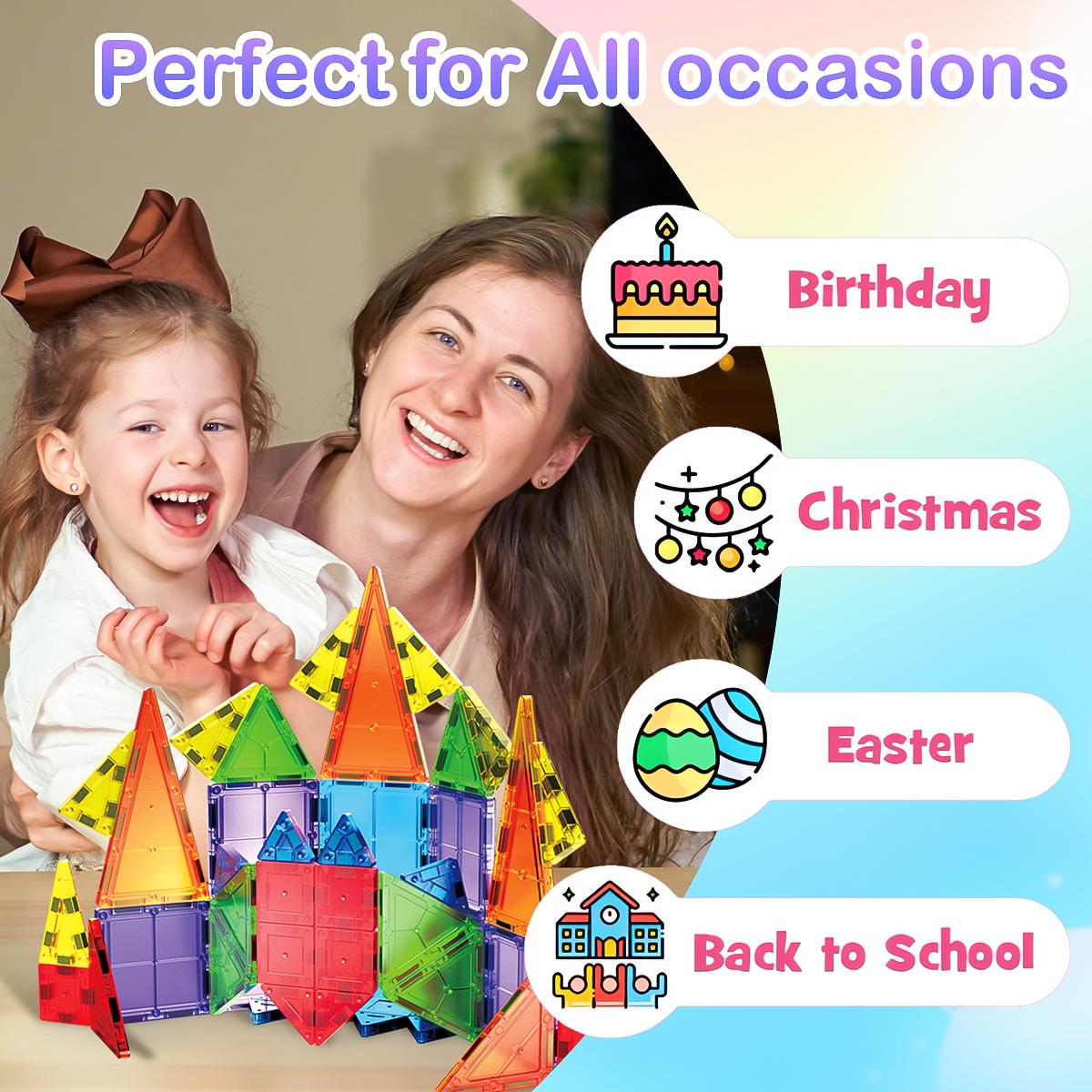 MiniGear Magnetic Tiles Building Toy – Portable Mini Magnetic Blocks Travel Set (32/42 Pieces), Montessori Educational Toy for Kids Ages 3–12, Preschool & Classroom Must-Have – Perfect Travel toy, Easter & Christmas Gift for Boys & Girls