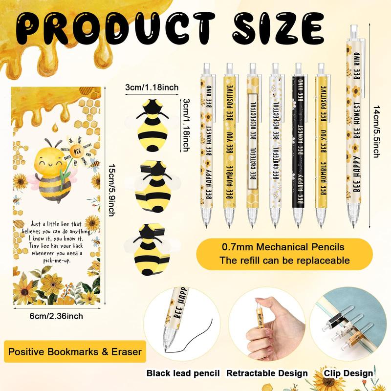 30/60 Sets Inspirational Mechanical Pencils Easter Egg Stuffers Easter Employee Appreciation Gift 0.7mm with Eraser Positive Card Emotional Support Art Material Easter Gift for Student Teacher Office Classroom Prize Supplies Creative Stationery (6 Styles)