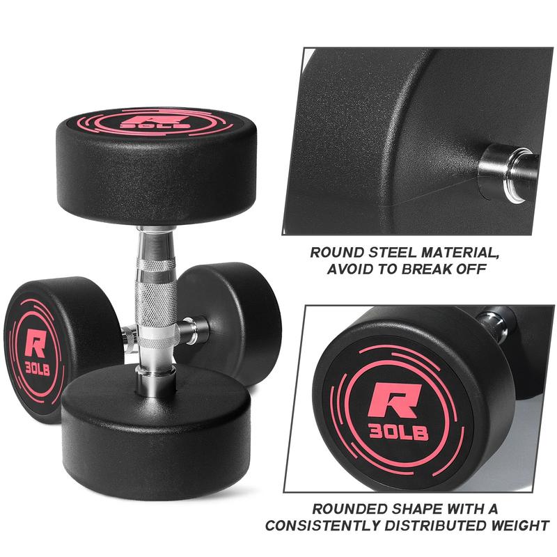 RitFit Pink PVC-Coated Round Dumbbells in Pairs  Floor Protection Durability Home Gym