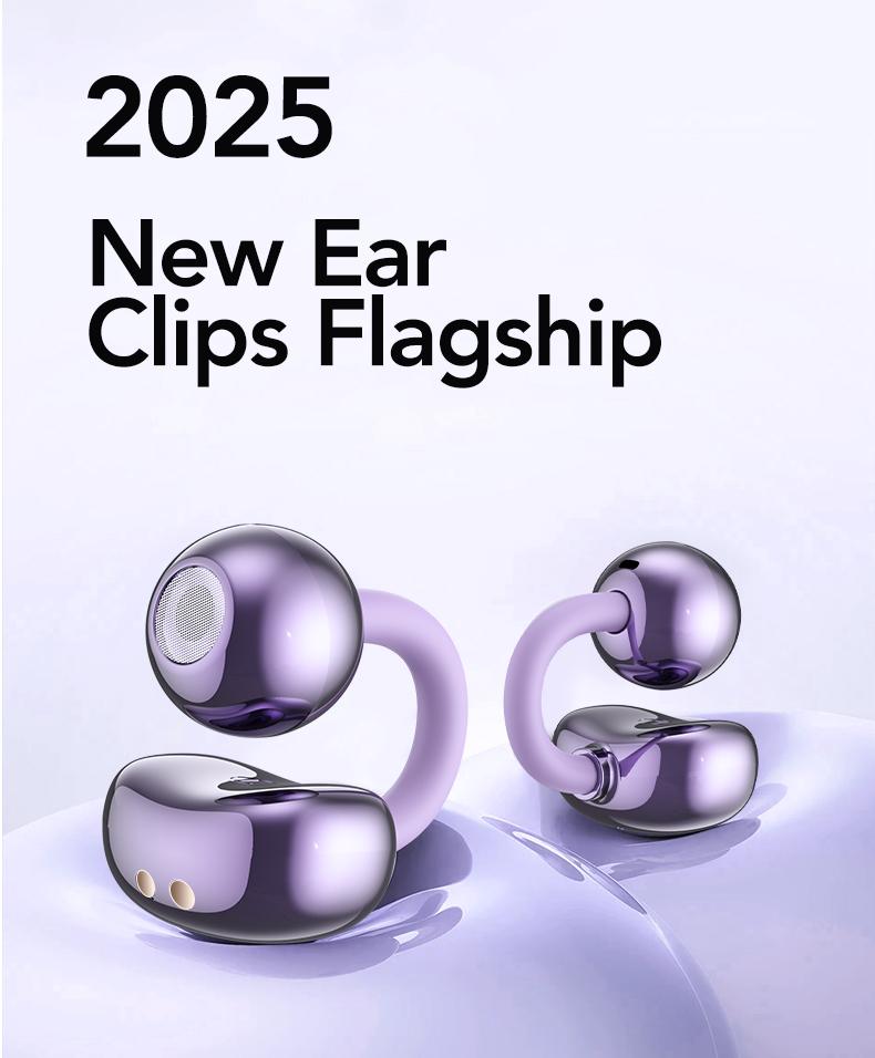 HTC NE41 Clip-On Ear Headphones ,Heart Rate Monitoring Earbuds, Blood Oxygen Monitoring Earbuds,Headphones for Music & Phone Calls, IPX5 Sport Waterproof & Sweatproof, with LCD Full Color Touch Screen, Bluetooth 6.0 Headsets, Heart Rate Health Management