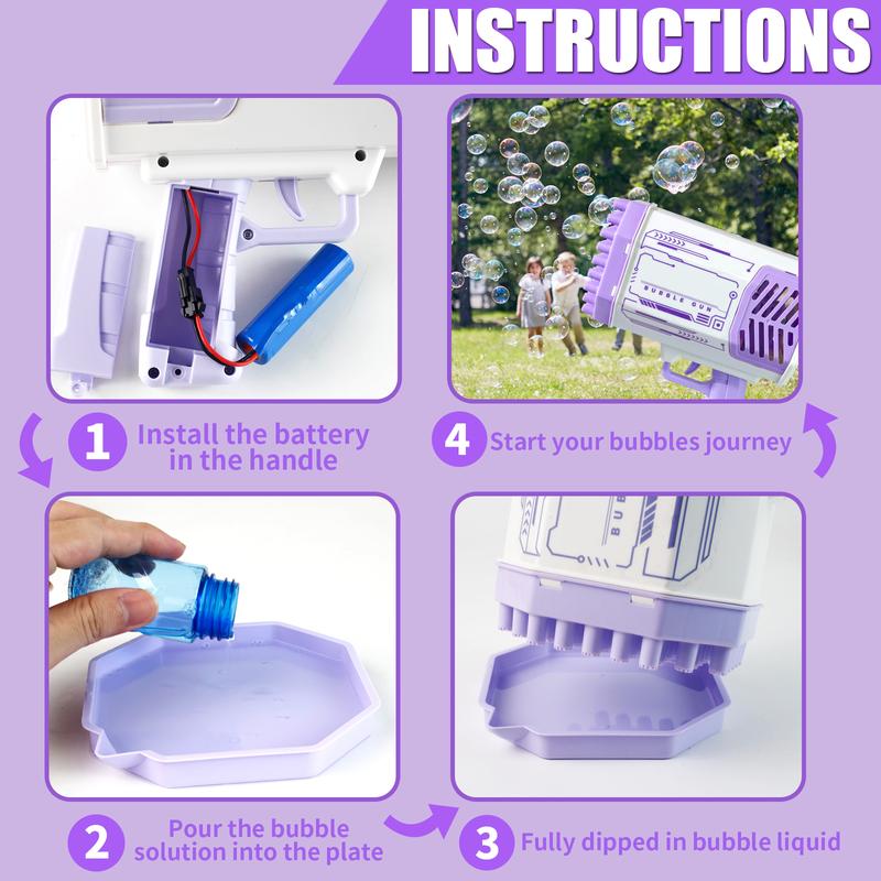 Bubble Machine with 69 Holes and Colorful Lights Bubble Maker Machine