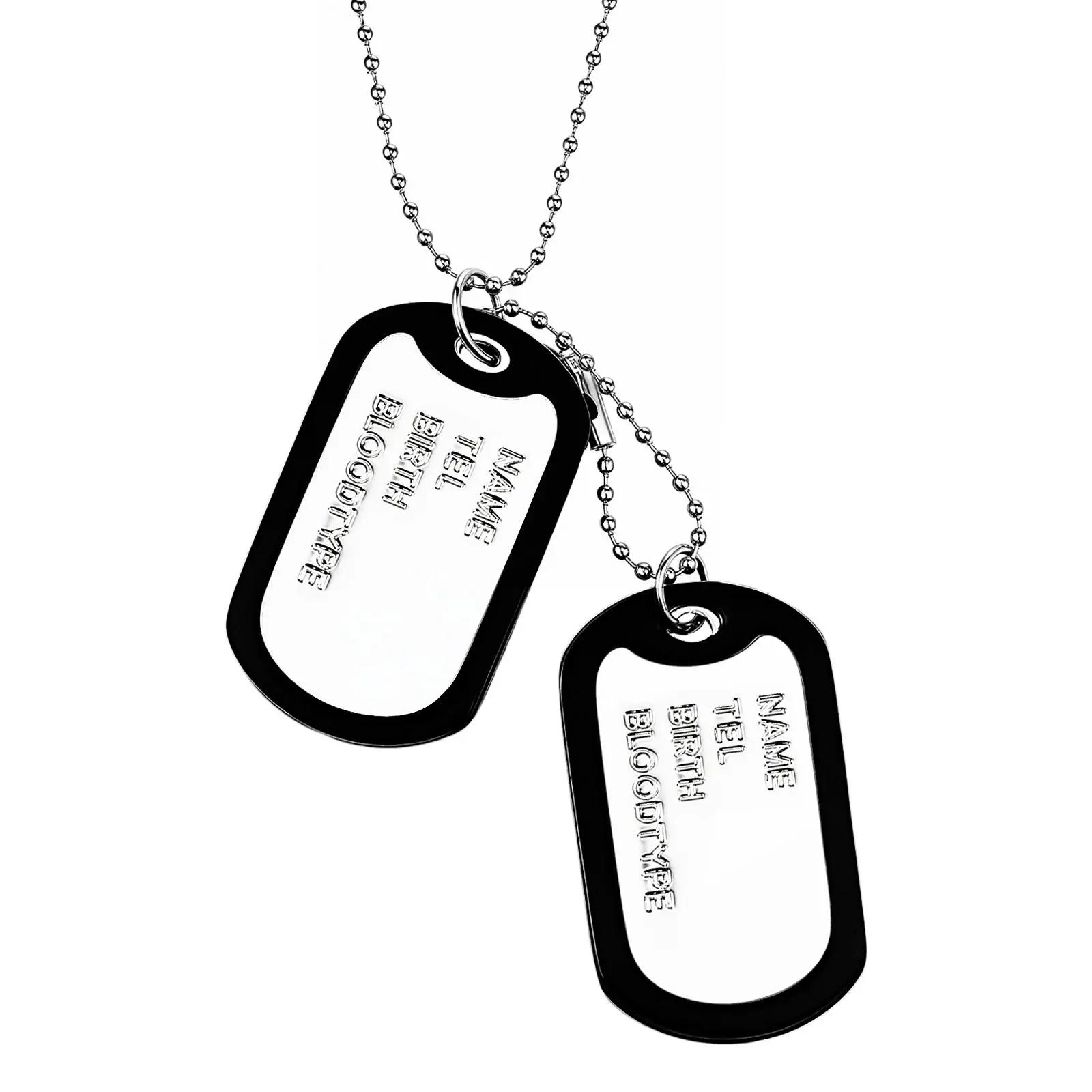 OIDEA Male Military-Style Dual Tags Necklace, Stainless Steel Dog Tag Pendant with 27.6-in Ball Chain, Bold Versatile Street Style Jewelry, 1.77"-2.05" Tall Ball Chain Construction Adult Accessory