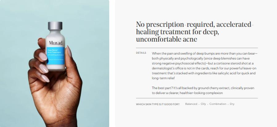 Murad Deep Relief Acne Treatment with 2% Salicylic Acid & Phytosteroid Technology for Severe Acne Healing & Skin Repair