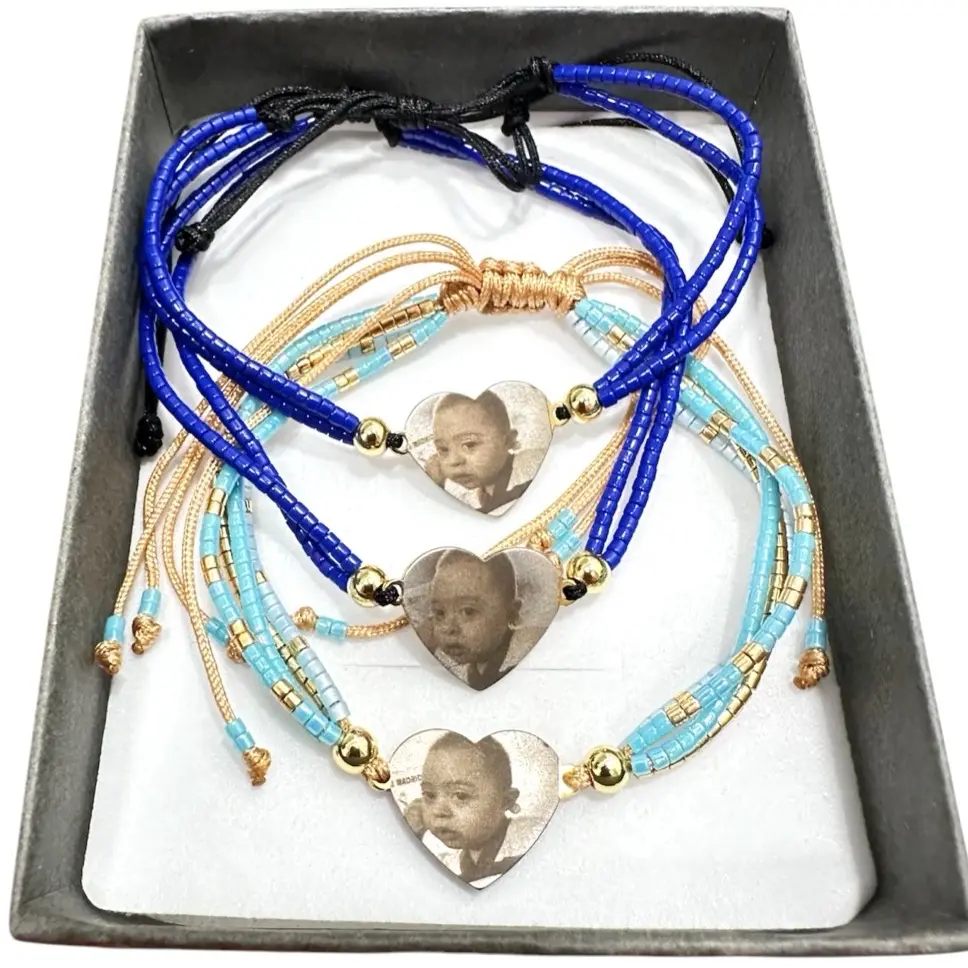 3 Bracelets with personalized photograph on both sides