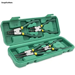 Snapfixmate 4 PCS Snap Ring Pliers Set, Heavy Duty Circlip Pliers Kit 7 Inch for Snap Ring Removal tool Retaining Straight Bent Lock Ring Pliers Set with Storage Case