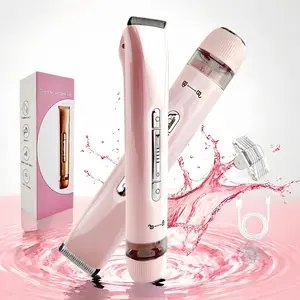 Painless Bikini Trimmer for Women Waterproof Rechargeable Electric Razor with 2 Attachments Safe Shaving for Sensitive Areas Underarms Legs Perfect Gift in Pink