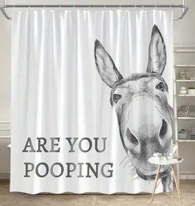 Funny Donkey Shower Curtain， Waterproof Fabric Shower Curtain for Bathroom Decor，Washable Farmhouse Bathroom Decor Bath Curtains