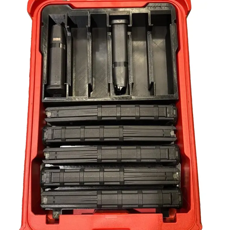 Milwaukee Packout Tool Case with Custom Inserts - 5 Long P-Mag Slots, 12 Shorter Mag Slots, Efficient Storage, Garage Tool Organizer