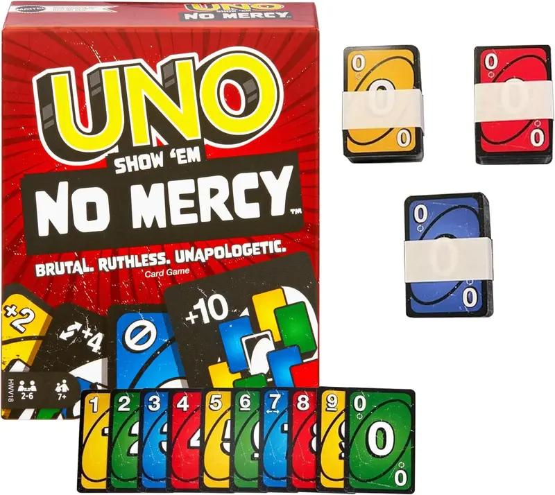 Mattel UNO No Mercy Plus Option 210 Cards – 2026 Viral Strategy Game. Lightweight Travel Pack with Harsher Penalties. Funny Multiplayer Card Game for Family & Friends