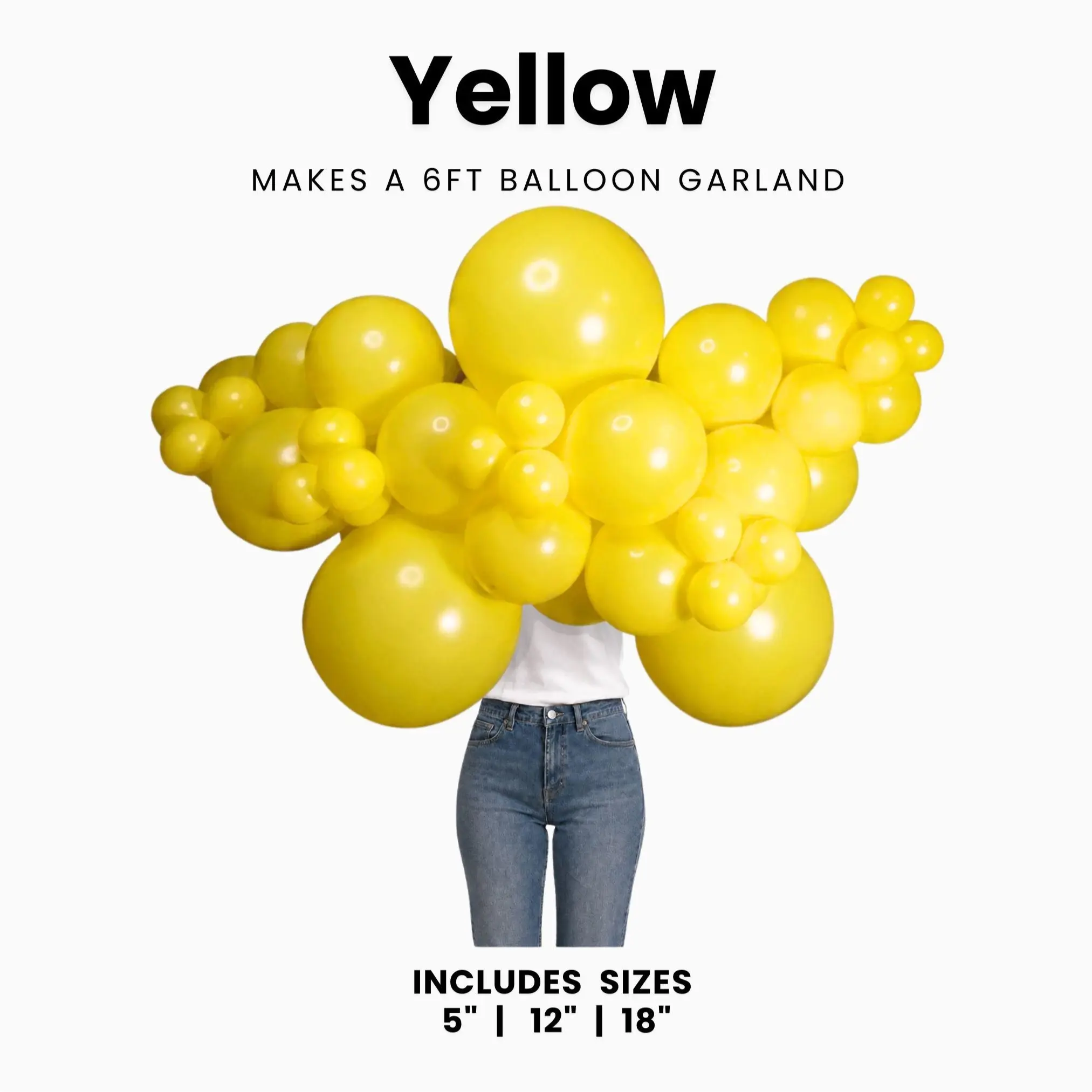 Yellow Balloon Color Pack – Multi-Size 5", 12" & 18" Balloons