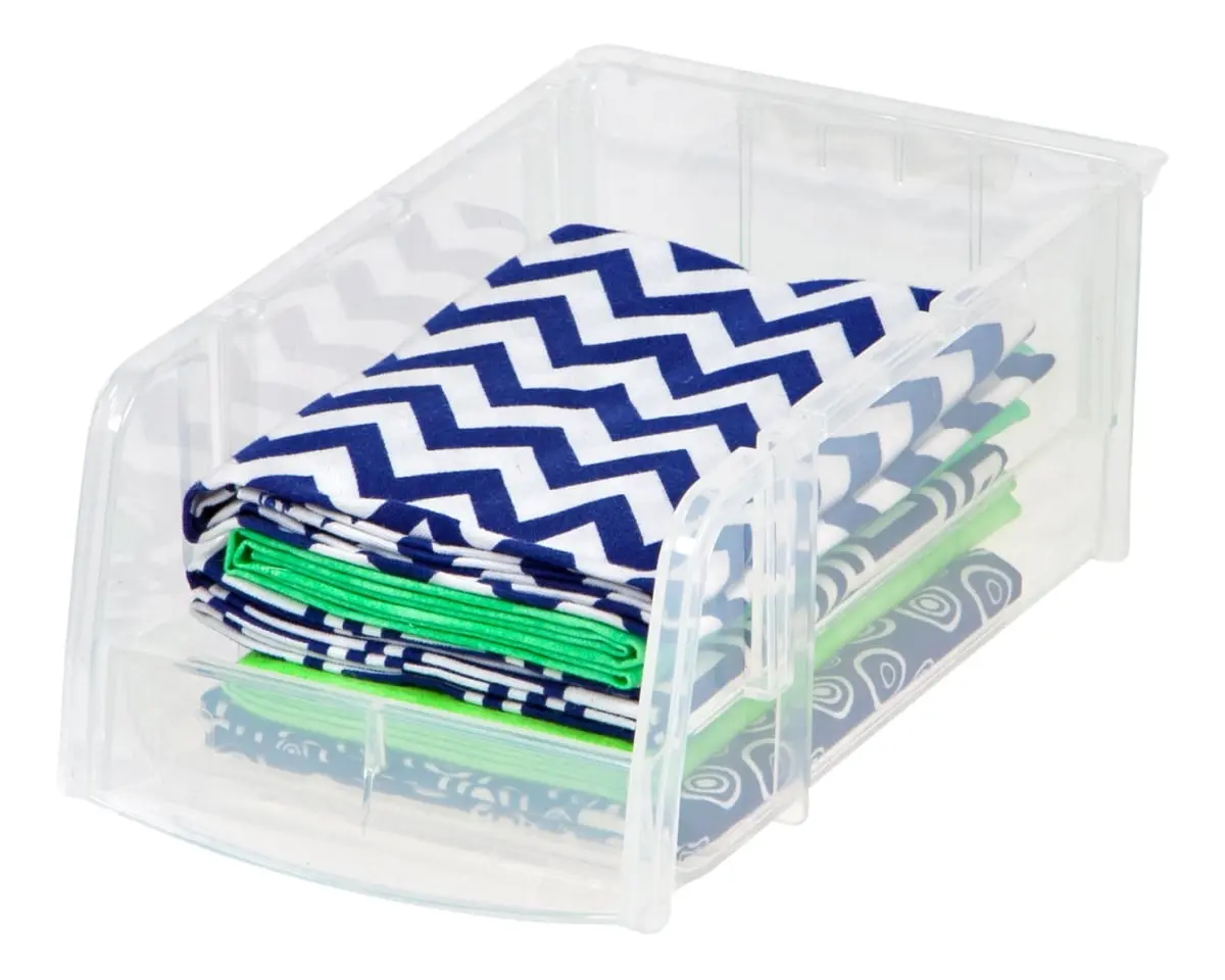 Small Rectangular Open Storage Bin - Stackable Home Organiser Box for Room Storage, 7.5 x 4.5 x 3 in