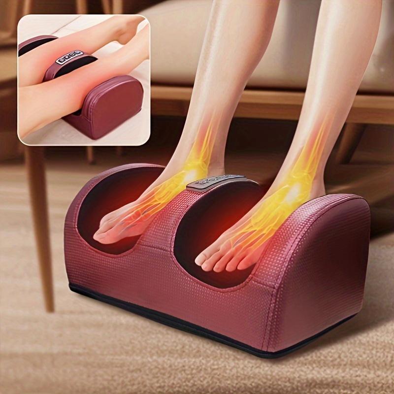 Fully automatic foot massager with heating rollers for massaging and kneading the feet and calves. Portable and suitable for home use.