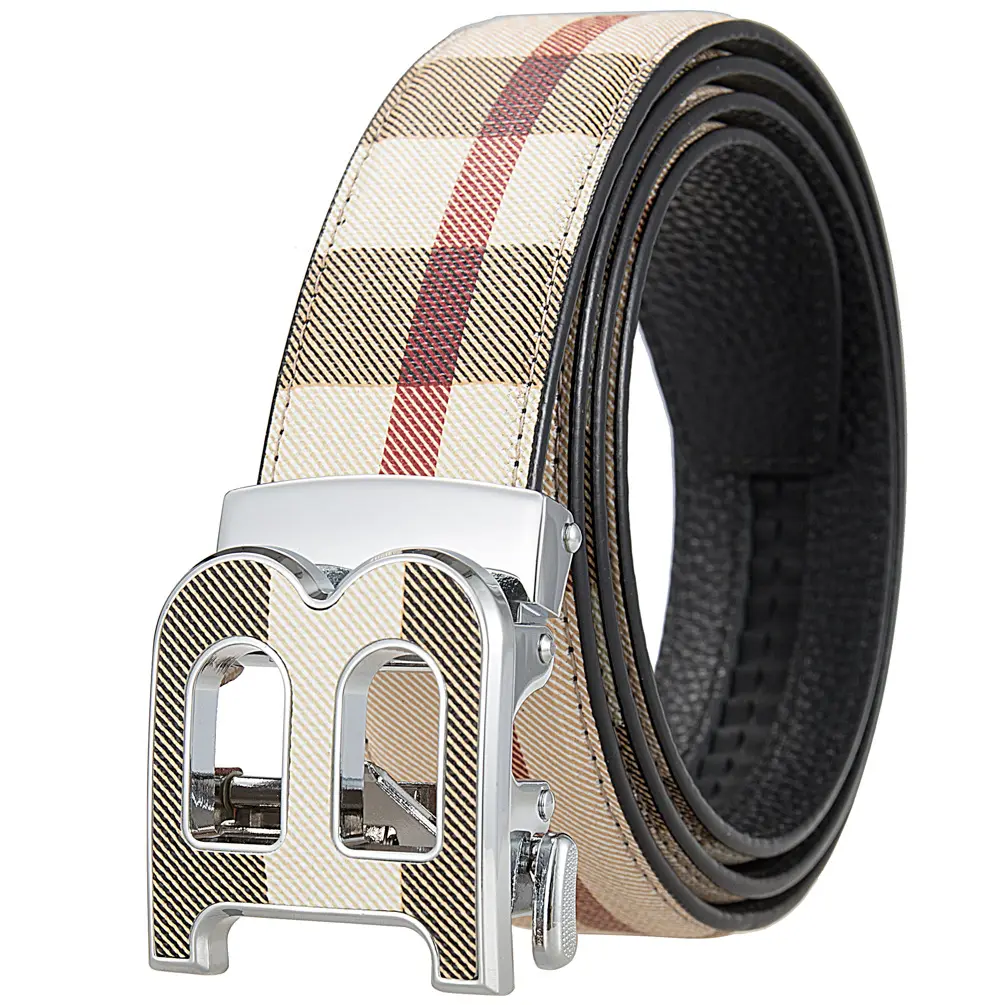 Male Weight Lifting Cowhide Leather Casual Belt - 3.5cm Wide Textured Strap, Automatic Letter Buckle, Adjustable Size, 110-130cm Length, Moderate Hardness for Dress or Jeans
